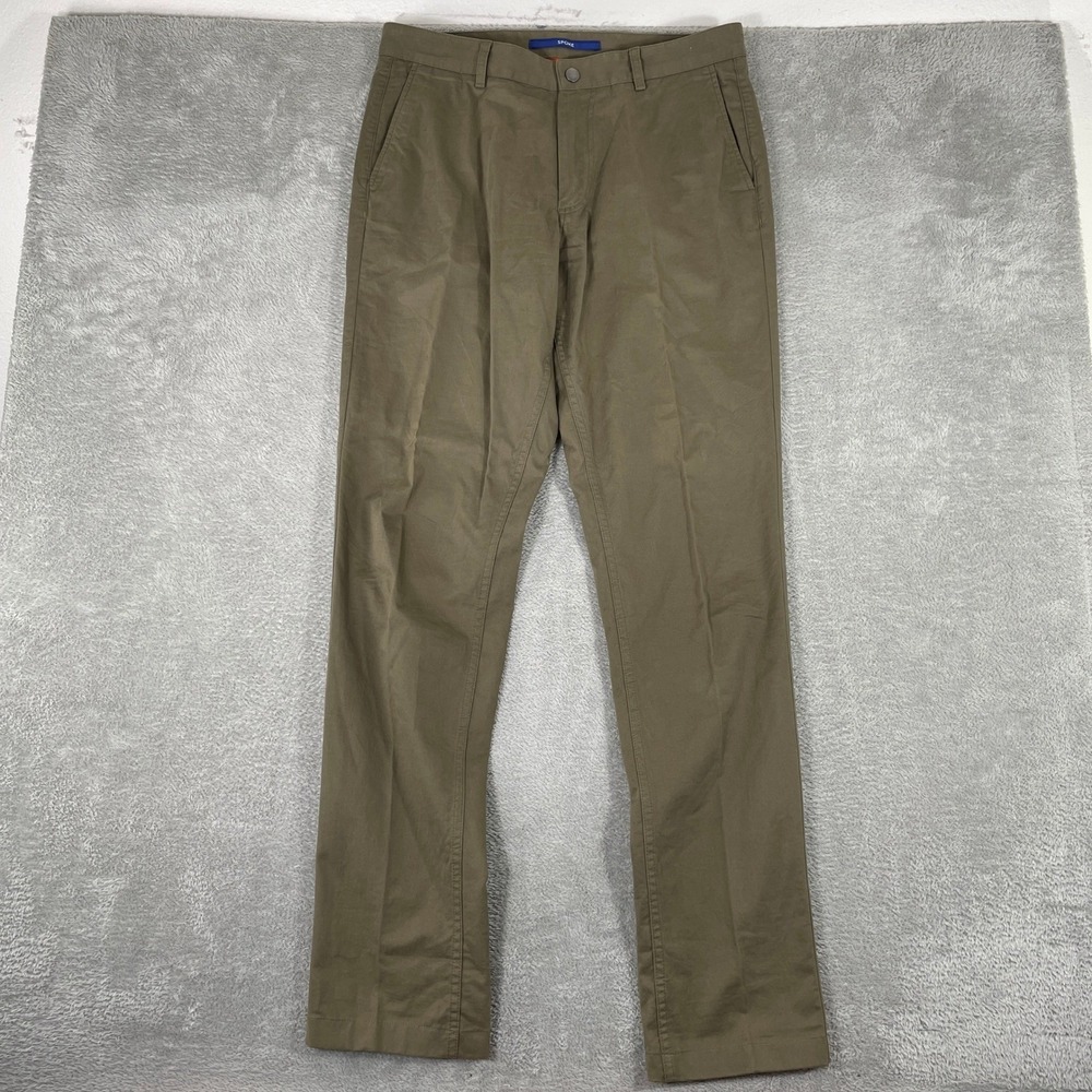Spoke Chinos Mens 33x35 Brown Build C Slim Fit Cotton Stretch Trousers Pants